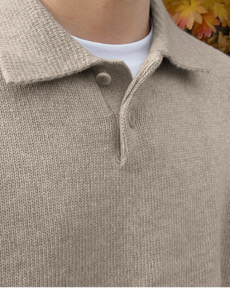 Demi-zip en laine avec boutons
