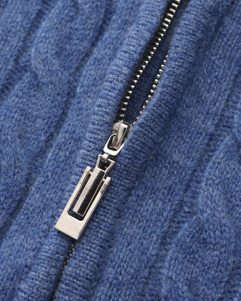 Demi-zip tissé 100 % cachemire